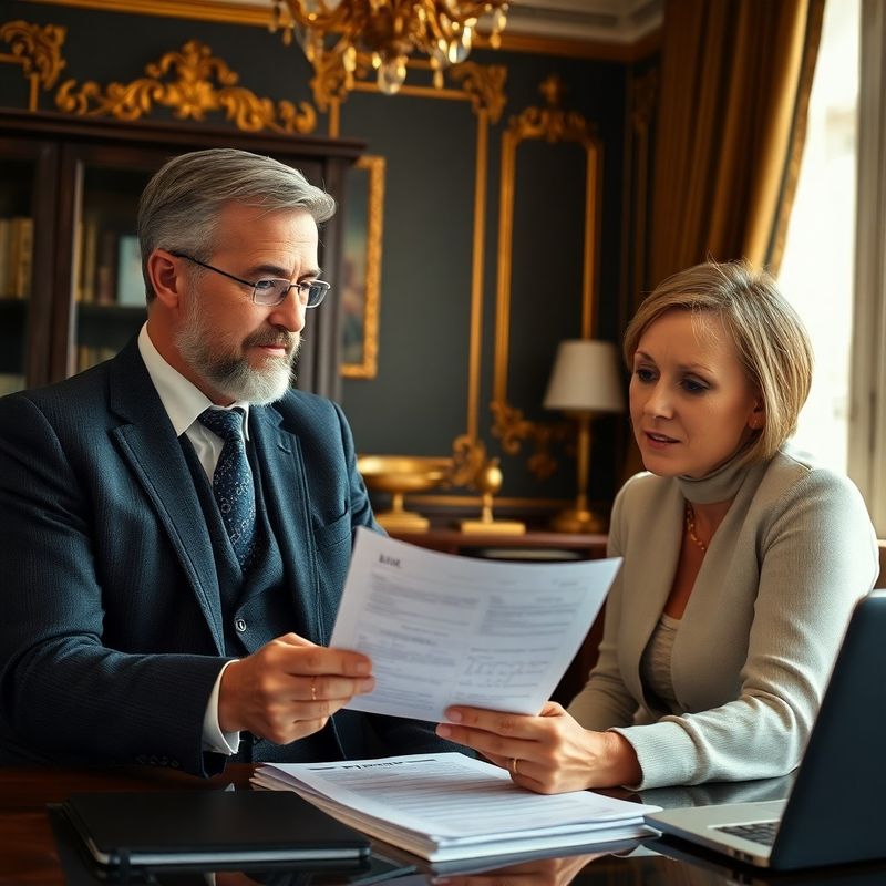 Klient prohlíží daňové doklady společně s poradcem Malý Studio
